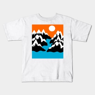 Mountain ranges river ocean sea landscape day scenery Kids T-Shirt